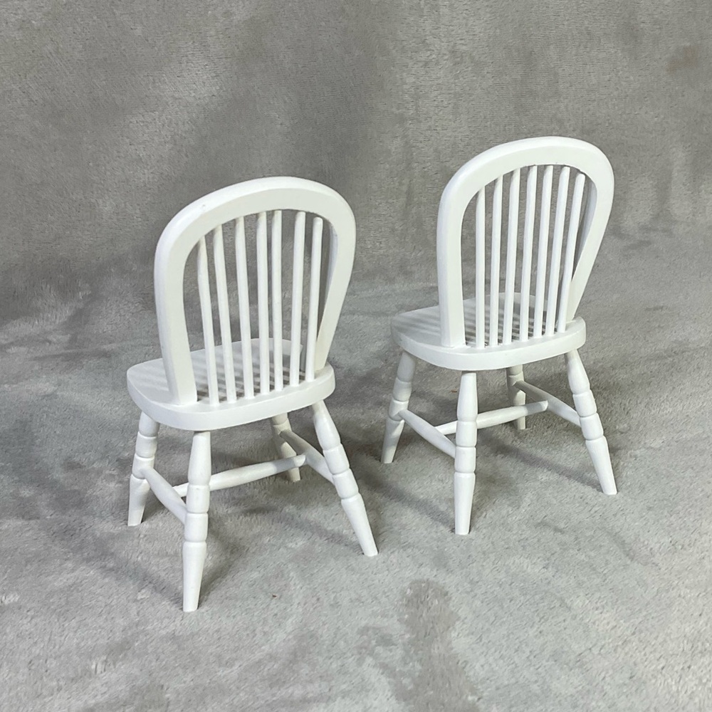 Little Kitchen Fairies Wood Table and 2 Chairs Miniature Set Enesco 2002 Vtg - Picture 4 of 5